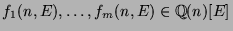 $f_1(n,E),\dots,f_m(n,E) \in {\mathbb{Q}}(n)[E]$
