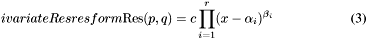 \begin{equation} \anchor BivariateResresform \tmop{Res} (p, q) = c \prod_{i = 1}^r (x - \alpha_i)^{\beta_i} \end{equation}