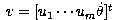 v = [u_1 \cdots u_m \dot{\theta}]^t