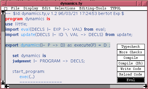 example of TYPOL window with Eval button in use