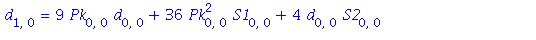 d[1, 0] = 9*Pk[0, 0]*d[0, 0]+36*Pk[0, 0]^2*S1[0, 0]+4*d[0, 0]*S2[0, 0]+e[0, 0]*S1[0, 0]-3*c[0, 0]*S1[0, 0]+e[0, 1]