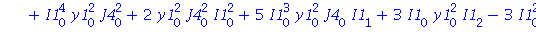 y3[0] = (-1+2*I1[0]^2*y1[0]^2*J4[1]-6*y1[0]^3*I1[1]-I1[0]^6+y1[0]^2*J4[1]+3*y1[0]^4-3*I1[0]^4+3*y1[0]^2*I1[1]^2+5*I1[0]*y1[0]^2*J4[0]*I1[1]+y1[0]^2*J4[0]^2+I1[0]^4*y1[0]^2*J4[0]^2+2*y1[0]^2*J4[0]^2*I1...
