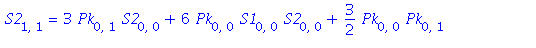S2[1, 1] = 3*Pk[0, 1]*S2[0, 0]+6*Pk[0, 0]*S1[0, 0]*S2[0, 0]+3/2*Pk[0, 0]*Pk[0, 1]+3/2*Pk[0, 0]^2*S1[0, 0]-Pk[1, 1]-2*Pk[1, 0]*S1[0, 0]+3*S2[0, 0]*S2[0, 1]+3/2*Pk[0, 0]*S2[0, 1]+2*S1[0, 0]*S1[0, 1]+S1[...