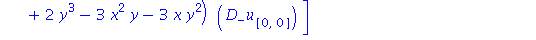 (Typesetting:-mprintslash)([LieAlg := [D_x[``], D_y[``], D_u[[0, 0]][``], x*D_u[[0, 0]][``], y*D_u[[0, 0]][``], (2*x*y-x^2)*D_u[[0, 0]][``], (2*x*y-y^2)*D_u[[0, 0]][``], (2*x^3+2*y^3-3*x^2*y-3*x*y^2)*...