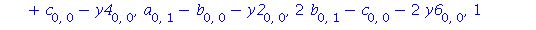[-y5[0, 1]+y6[1, 0], -y4[0, 1]+y5[1, 0], -y3[0, 1]+y4[1, 0], 2*y2[1, 0]-y6[0, 0]-2*y4[0, 0], y1[1, 0]+y6[0, 0]-y3[0, 0], a[1, 0]-b[0, 0]-y2[0, 0]-y1[0, 0], -y6[0, 1]+c[1, 0], 2*b[1, 0]-y6[0, 0]-2*y5[0...