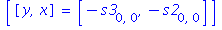 [[y, x] = [-s3[0, 0], -s2[0, 0]]]