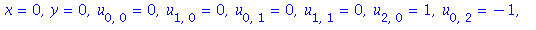 x = 0, y = 0, u[0, 0] = 0, u[1, 0] = 0, u[0, 1] = 0, u[1, 1] = 0, u[2, 0] = 1, u[0, 2] = -1, u[0, 3] = 0, u[2, 1] = 0, u[3, 0] = Pk, u[4, 0] = e-3*c, u[3, 1] = d, u[2, 2] = c, u[1, 3] = -12*Pk*S1-3*d,...