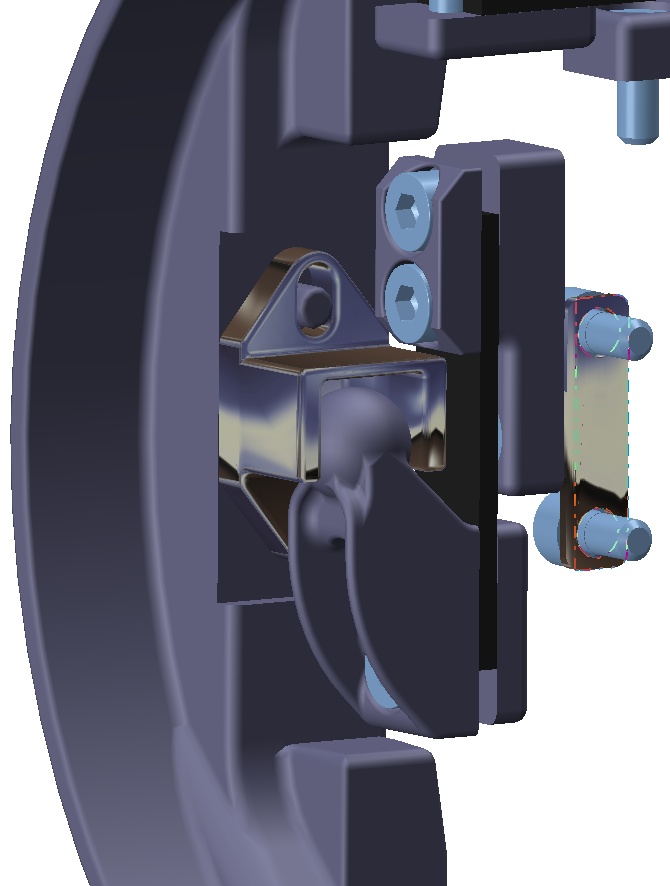 CAD model of the Tz sensor, in its set-up on the robot's link.