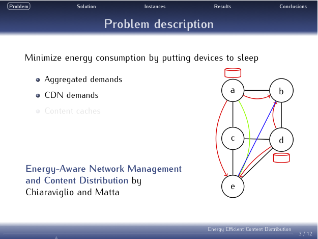 An example slide from Energy Efficient Content
Distribution