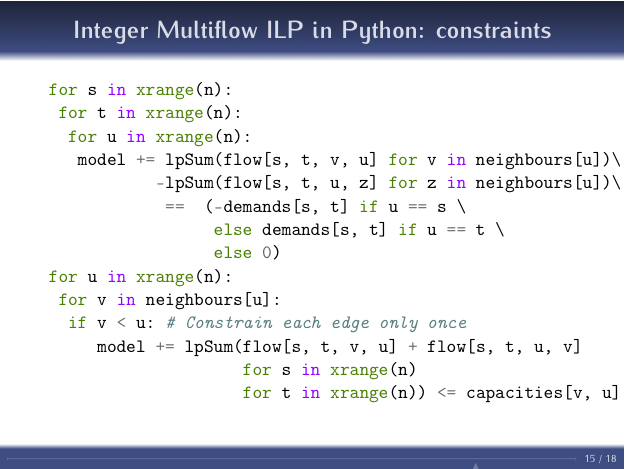 An example slide from Linear Programming in
Python