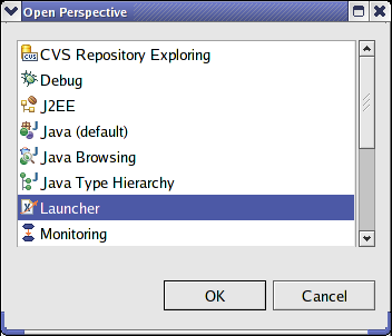 The "Open Perspective" window