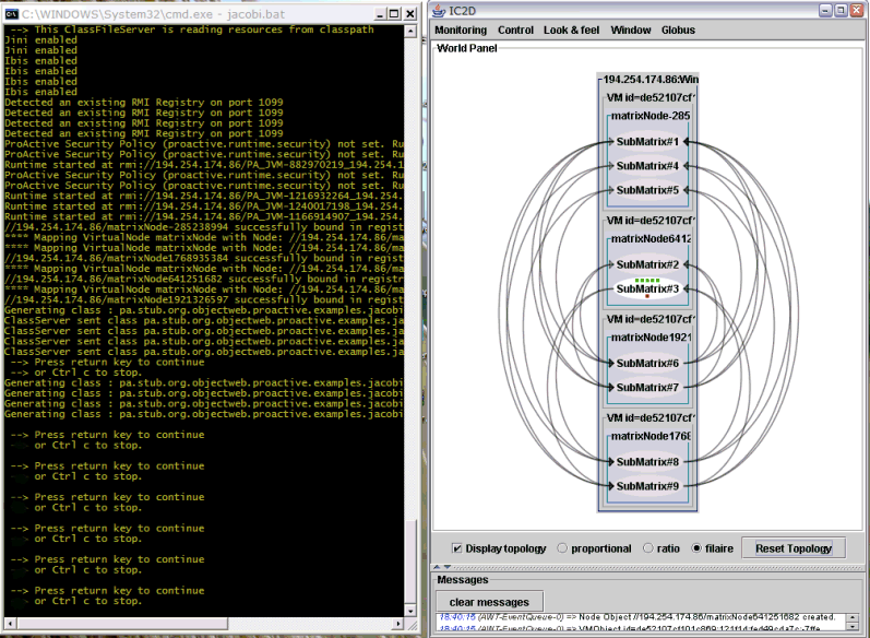 Running the Jacobi application, and viewing with IC2D