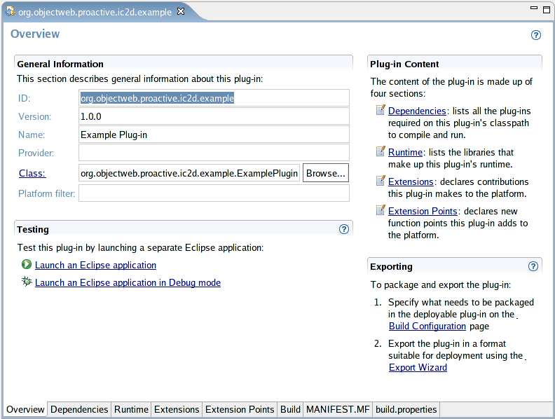 Interface for editing the manifest and related files.