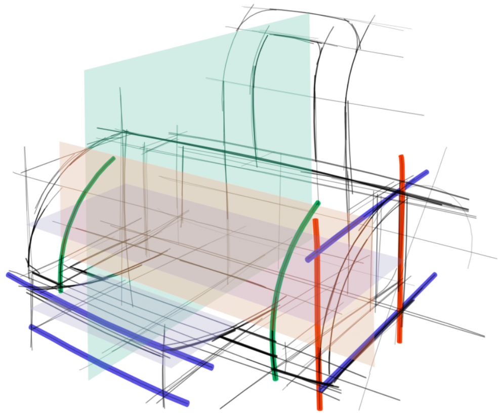 Piecewise-Smooth Surface Fitting onto Unstructured 3D Sketches