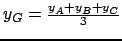 $ y_G = \frac{y_A + y_B + y_C}{3}$