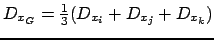 $ D_{x_G} = \frac{1}{3}( D_{x_i}+D_{x_j}+D_{x_k} )$