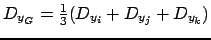 $ D_{y_G} = \frac{1}{3}( D_{y_i}+D_{y_j}+D_{y_k} )$