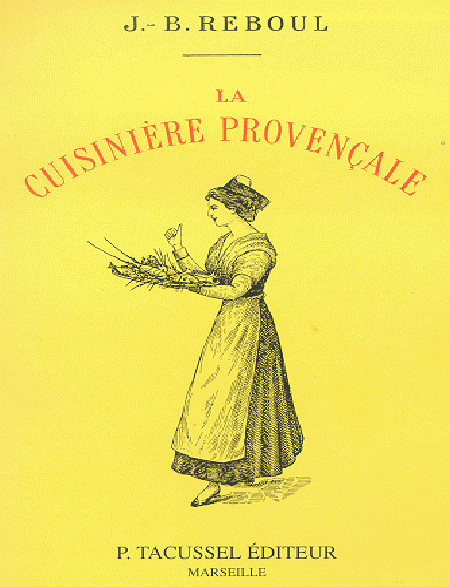 Cover of J.-B. Reboul's 'la Cuisinière Provençale', Tacussel Editor, 191 Blvd Baille, Marseille