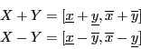 \begin{eqnarray*}
&&X+Y= [\underline{x}+\underline{y},\overline{x}+\overline{y}]\\
&&X-Y= [\underline{x}-\overline{y},\overline{x}-\underline{y}]
\end{eqnarray*}