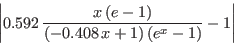 \begin{displaymath}
\left \vert 0.592\,{\frac {x\left ({e}-1\right )}{\left (-
0.408\,x+1\right )\left ({e^{x}}-1\right )}}-1\right \vert
\end{displaymath}