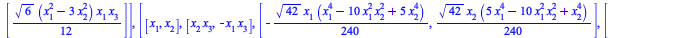 [[[1]], [[x[3]], [`+`(`*`(`/`(1, 240), `*`(`^`(10, `/`(1, 2)), `*`(`+`(`*`(3, `*`(`^`(x[1], 2))), `-`(`*`(`^`(x[2], 2)))), `*`(`+`(`*`(`^`(x[1], 2)), `-`(`*`(3, `*`(`^`(x[2], 2))))), `*`(x[1], `*`(x[2...