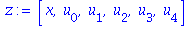 z := [x, u[0], u[1], u[2], u[3], u[4]]