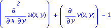 diff(u(x, y), x, y)+diff(v(x, y), y)-1