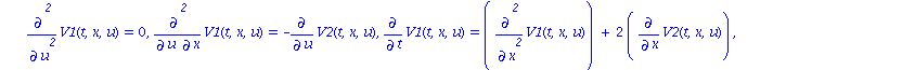 BurgersSymm := {Diff(V3(t, x, u), `$`(u, 2)) = 2*Diff(V2(t, x, u), u, x)+2*u*Diff(V2(t, x, u), u), Diff(V1(t, x, u), x) = 0, Diff(V1(t, x, u), u) = 0, Diff(V2(t, x, u), `$`(u, 2)) = 0, Diff(V1(t, x, u...
