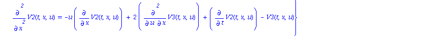 BurgersSymm := {Diff(V3(t, x, u), `$`(u, 2)) = 2*Diff(V2(t, x, u), u, x)+2*u*Diff(V2(t, x, u), u), Diff(V1(t, x, u), x) = 0, Diff(V1(t, x, u), u) = 0, Diff(V2(t, x, u), `$`(u, 2)) = 0, Diff(V1(t, x, u...