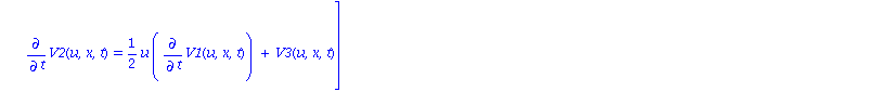 [Diff(V3(u, x, t), u) = -1/2*Diff(V1(u, x, t), t), Diff(V2(u, x, t), u) = 0, Diff(V1(u, x, t), u) = 0, Diff(V3(u, x, t), x) = -Diff(V3(u, x, t), t)/u, Diff(V2(u, x, t), x) = 1/2*Diff(V1(u, x, t), t), ...