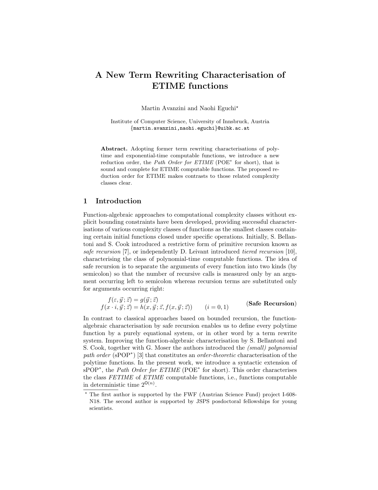 A New Term Rewriting Characterisation of ETIME functions